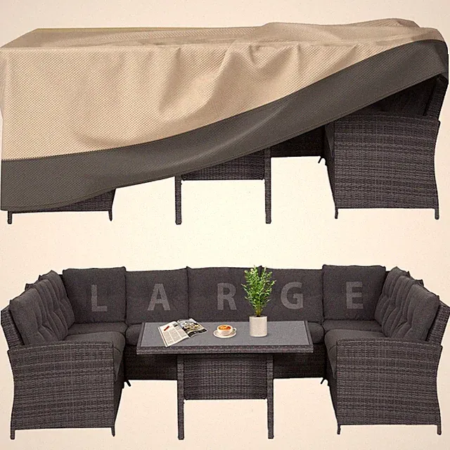 KIKCOIN Outdoor Patio Furniture XL-110"L x 84"W x 28"H, Beige with Grey