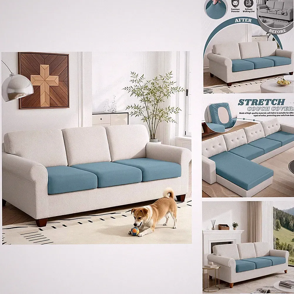 KinCam Couch Cushion Covers, Stretch Sectional Couch Covers Sofa Cushion L