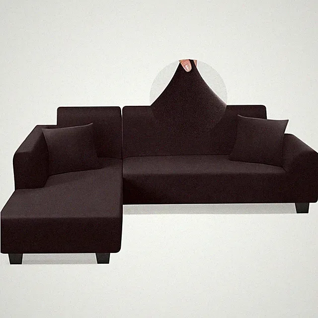 KinCam L Shape Sectional Couch Cover Brown
