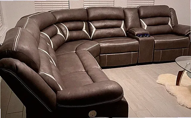 Kincord power sectional sofa and manual recliner