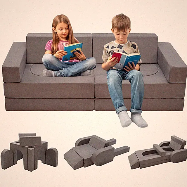 Kinevoli 10Pcs Modular Kids Play Couch Toddler Sectional Sofa For Playroom