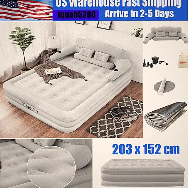 King Double Air Mattress Sofa Bed For Outdoor Indoor Portable Inflatable Couch