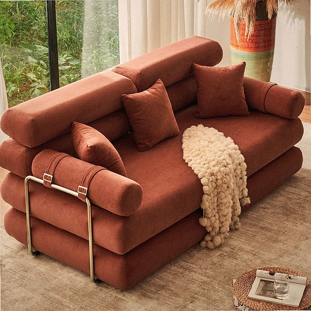 King Fold Out Sofa Bed 78.7in Chenille Memory Foam Removable Cover & 3 Pillows