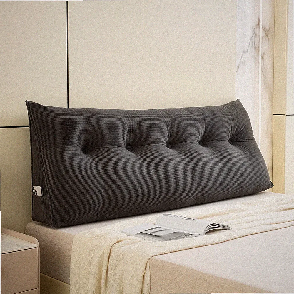 King Headboard Pillow with Tufted Back Support Bed Sofa Reading Long Sit Pillow