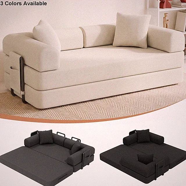 King Modern Compression Sofa Foam Filling Corduroy Pull Out Couch Sleeper Bed