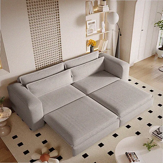 King Size Sleeper Sofa Bed, 3-in-1 Convertible Pull Out Bed w/ Pillows, 93" Gray