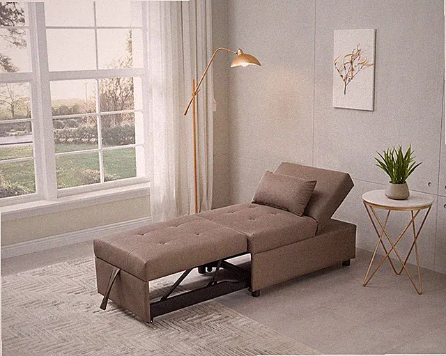 Kings Brand Furniture - Multi-Function Ottoman Sofa Bed Sleeper Chair, Dark Grey