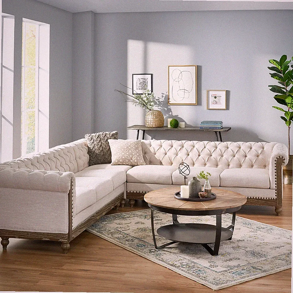 Kinzie Chesterfield Tufted 7 Seater Sectional Sofa with Nailhead Trim