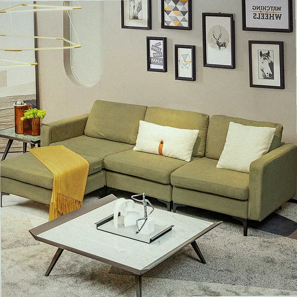 KOMFOTT Convertible Sectional Sofa Couch, 3-Seat L Shaped Couch with Reversible