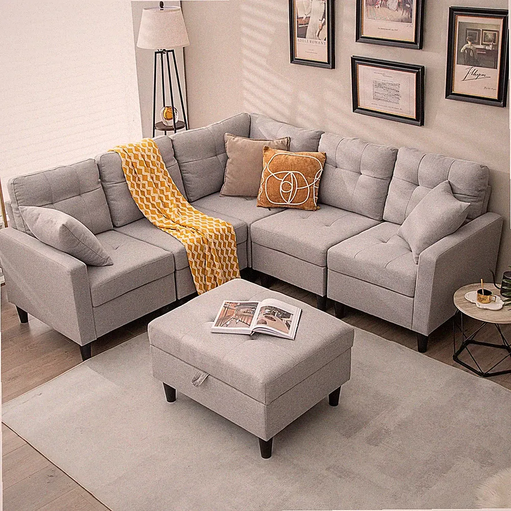 KOMFOTT Modular Sectional Sofa Couch Reversible L-Shaped Corner Sofa Set Ottoman