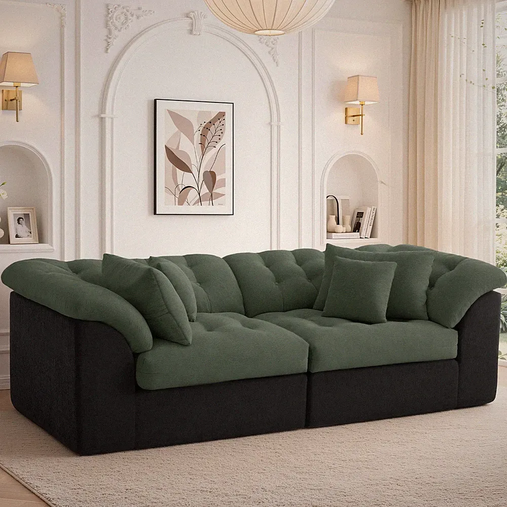 Korser 104" Cloud Boneless Loveseat Sofa Deep Seats 4 Pillows for Living Room