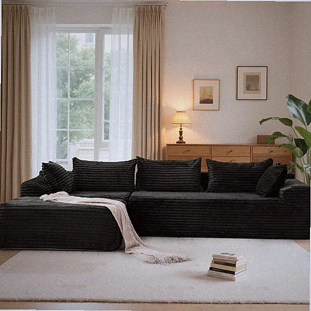 Korser 108" Corduroy Modular Sectional Sofa with L-Shape Chaise Living Room
