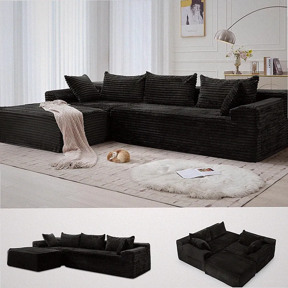 Korser 108" L-Shaped Modular Sectional Sofa with Chaise, Boneless Comfy Corduroy