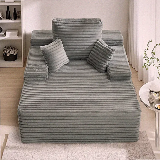 Korser 68.5'' Oversized Chaise Lounge Chair Indoor Boneless Sofa Corduroy Couch