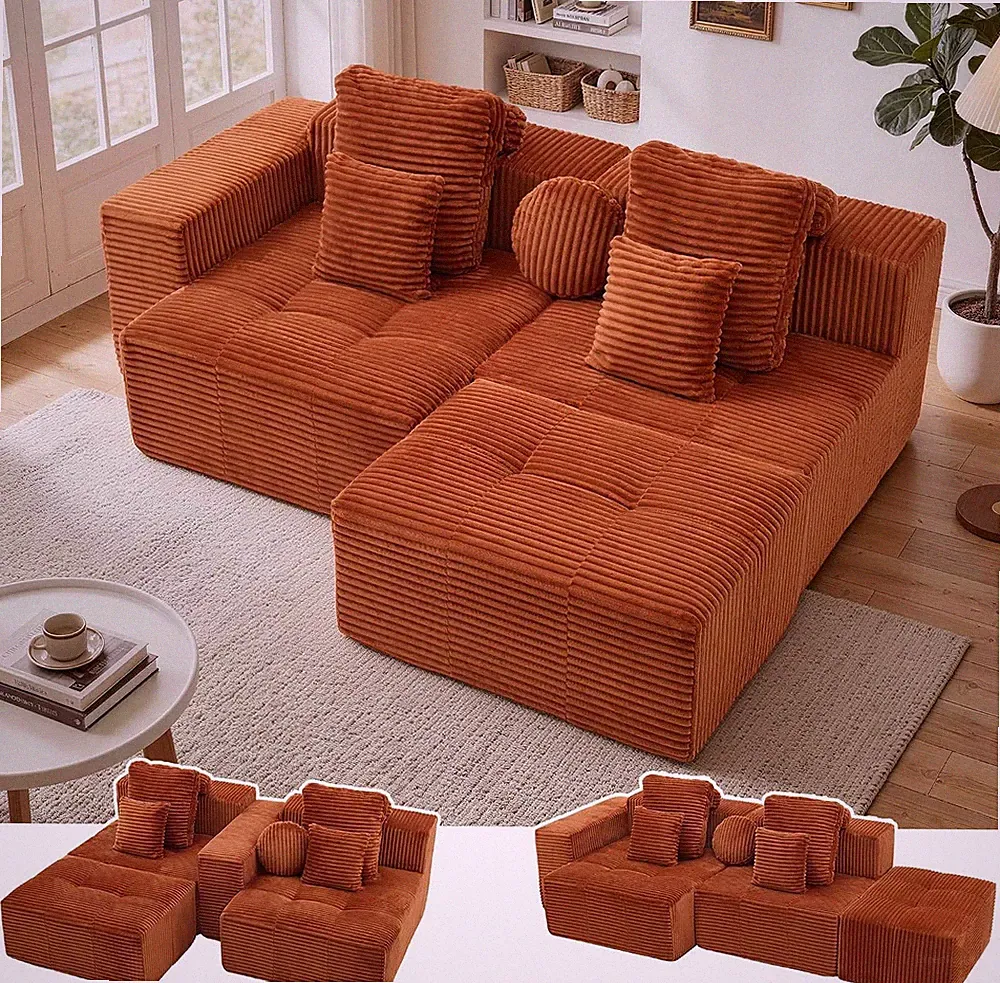 Orange Sectional Couches For Living Room