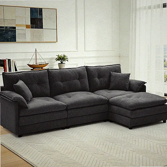 Korser L Shaped Modular Sectional Cloud Couch Convertible with Movable Ottoman