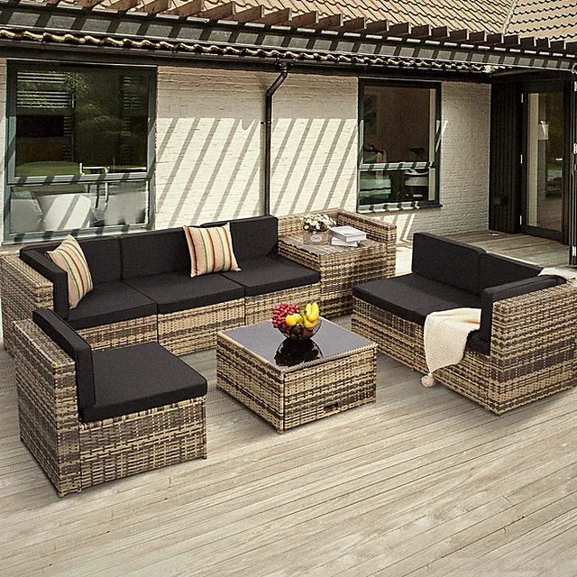 KROFEM 8 Piece Patio Furniture Set, Outdoor Modular Conversation Set