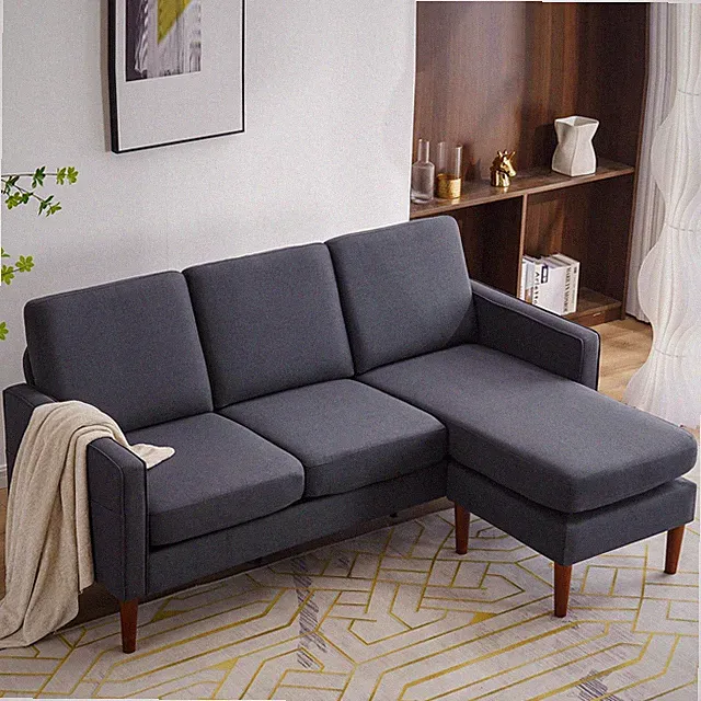 Ktaxon Convertible Sectional Sofa, L Shaped Couch with Linen Fabric, Reversible