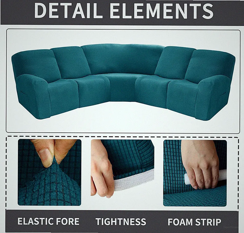 L-Shap Recline Sofa Cover 5 Seat Corner Sofa Velvet Stretch Sectional Sofa Cover