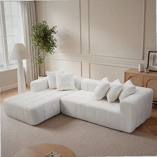 L-Shape 4 Seater Sofa Couch Chaise Left, Sectional Modular Sofa Deep Seat Sofa