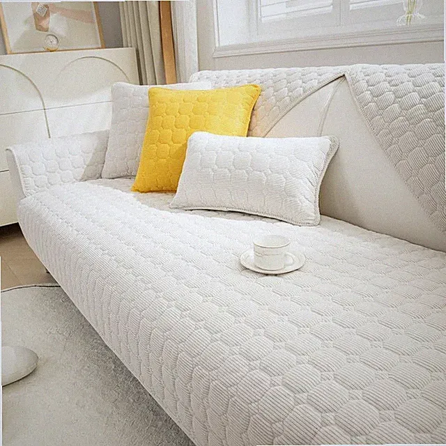 L-Shape Couch Cover Corduroy Armrest Backrest Sofa Slipcover for Pets Kids