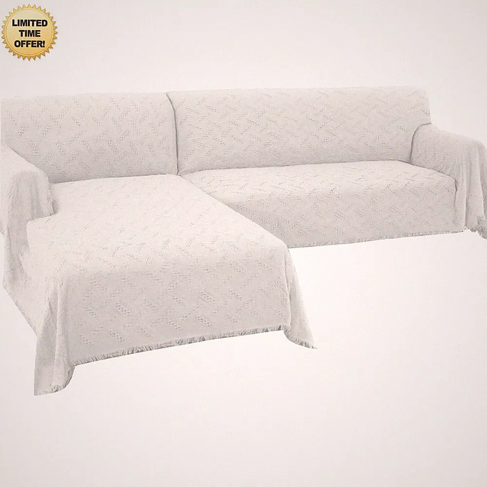 L Shape Couch Cover Sectional Sofa Cover Washable Geometric Jacquard Fabric W...
