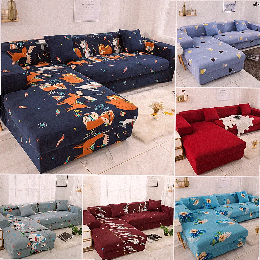 L-Shape Elastic Sofa Covers Slipcover Protector Stretch Sectional Settee Cover