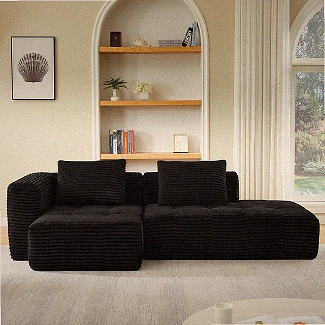 L-Shape Modular Compressed Couch,Cloud Sectional Sofa with Chaise Lounge,No as