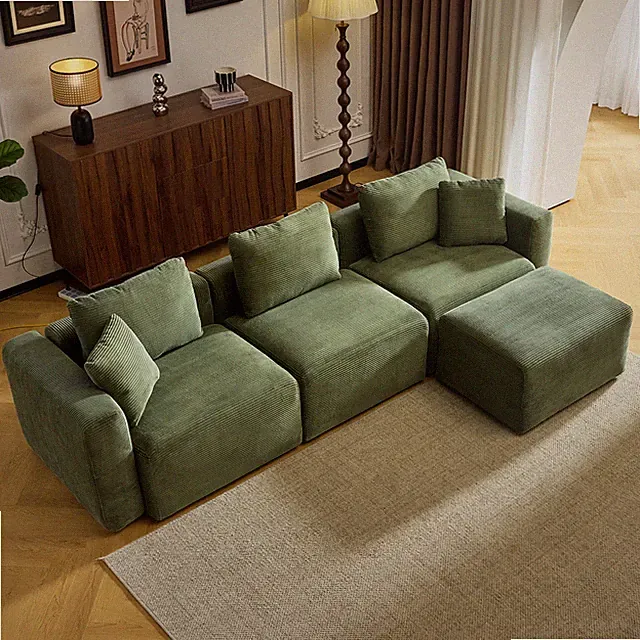 L-Shape Modular Compressed Couch Cloud Sectional Sofa with Left Chaise Lounge