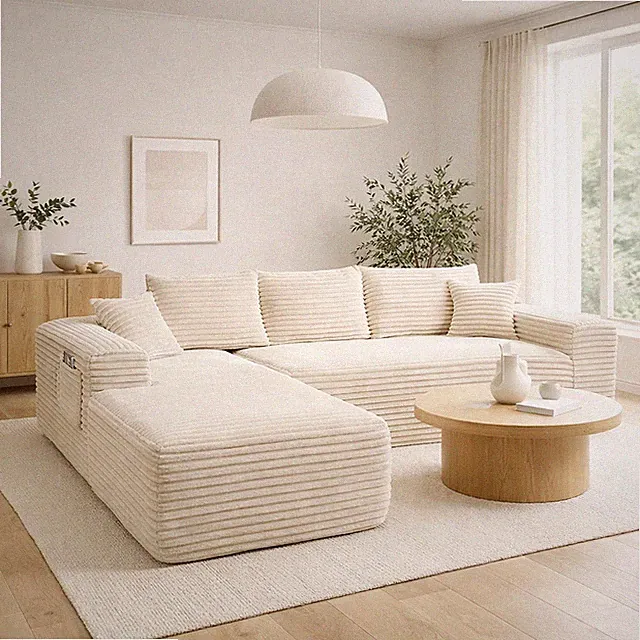 L Shape Modular Sectional Couch Spacious Comfortable 2 Seater Sofa with Pillows