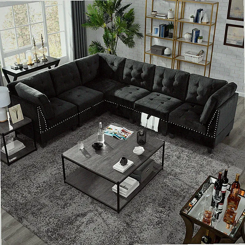 L Shape Modular Sectional Sofa Combination Three Single Chair and Three Corner