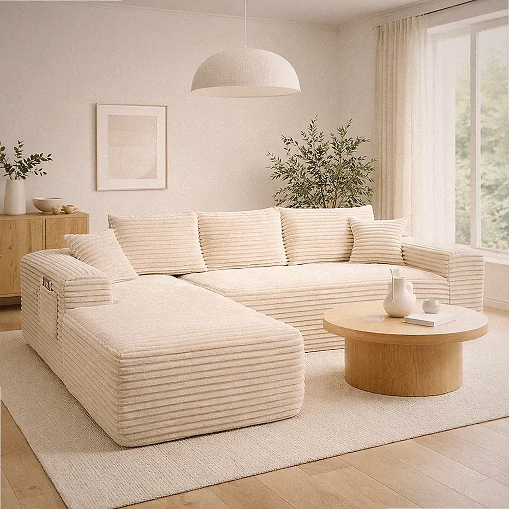 L Shape Modular Sectional Sofa Compressed Packaging Easy Transport