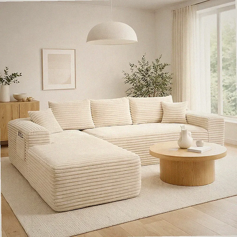 L Shape Modular Sectional Sofa Convertible Chaise Modular Space Saving Indoor