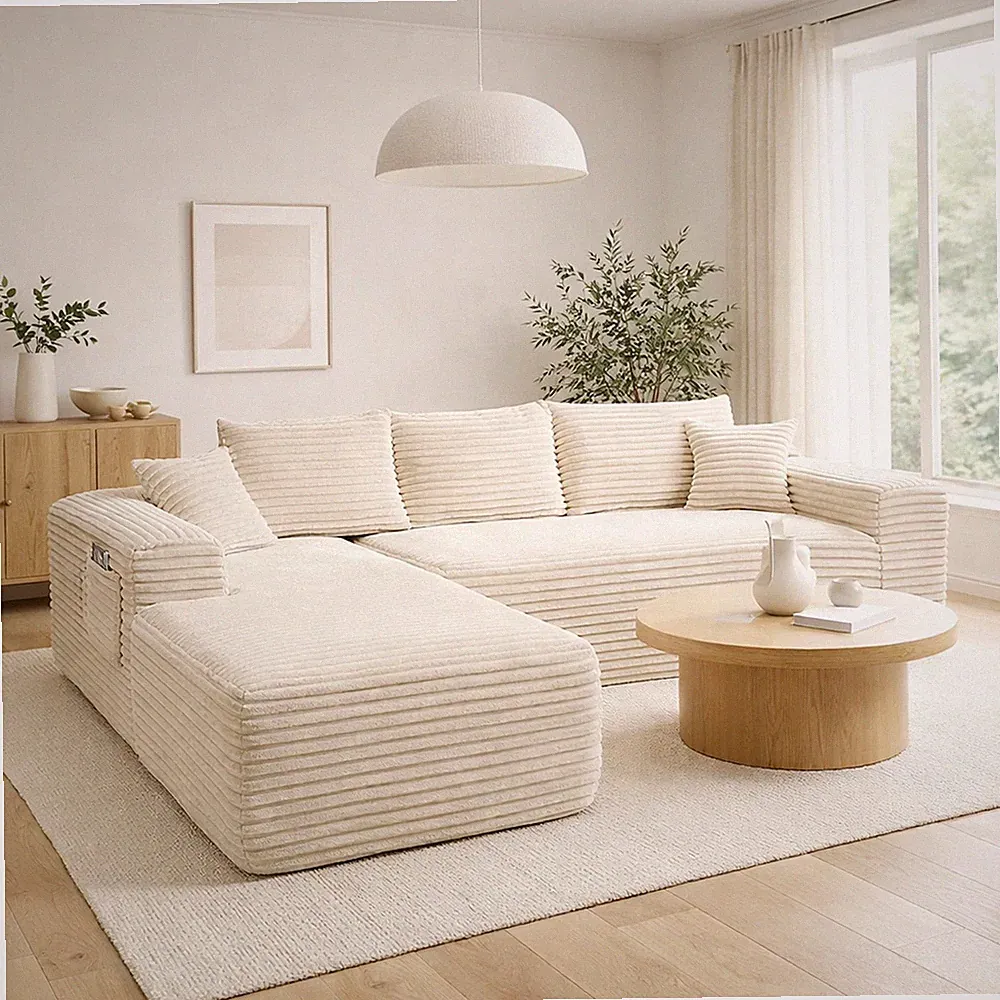 L Shape Modular Sectional Sofa Flexible 2-Seater Couch with Pillows for Apartmen