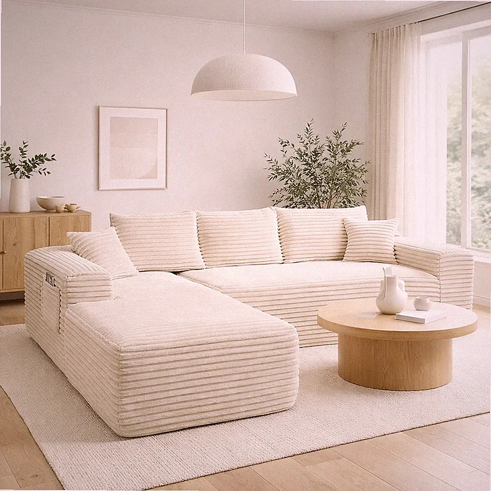 L Shape Modular Sectional Sofa Vacuum Sealed Boxed 48-72 Hours Foam Rebound Rest