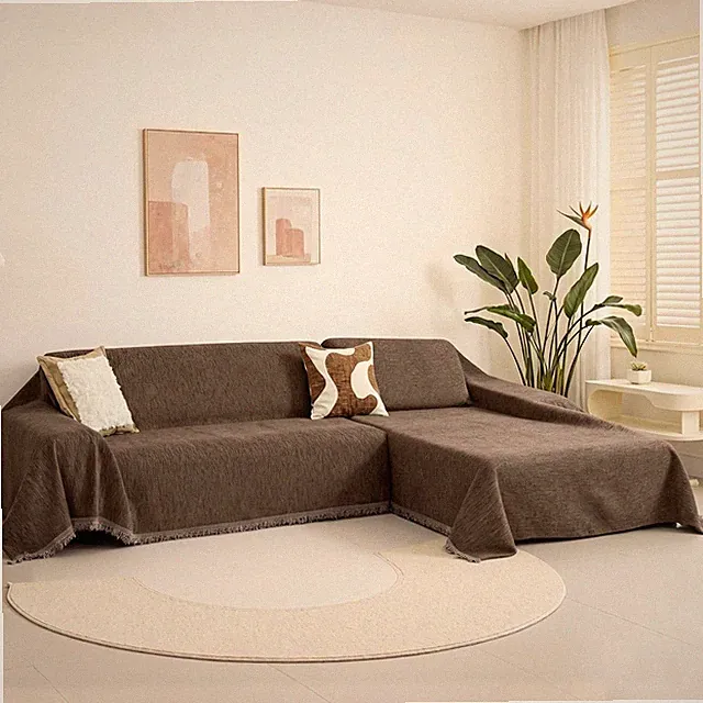 L Shape Sectional Couch Cover 2 Pieces 71x118 Deep Chocolate | L Shaped Couch
