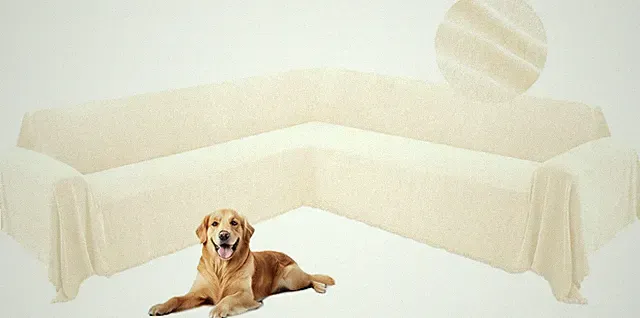 L Shape Sectional Couch Cover Chenille Slipcover Light Beige Tassel Sofa Cover