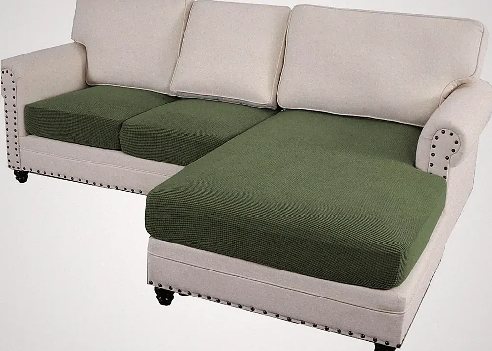 L Shape Sectional Couch Covers - 3 Piece Set in Bronze Green