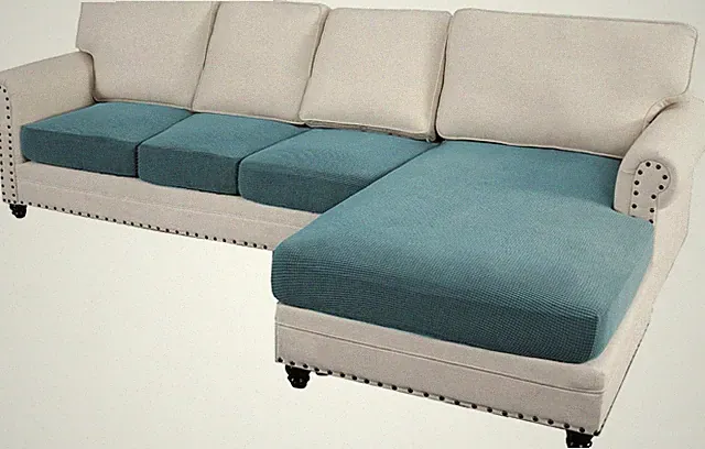 L Shape Sectional Couch Covers - 4 Piece Storm Blue Cushion Set