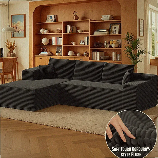 L-Shape Sectional Couch Living Room Modular Sofa Plush One-piece Foam Interior
