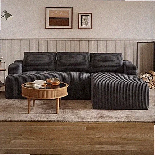 L-Shape Sectional Couches for Living Room 93"w Right Facing Chaise Dark Grey