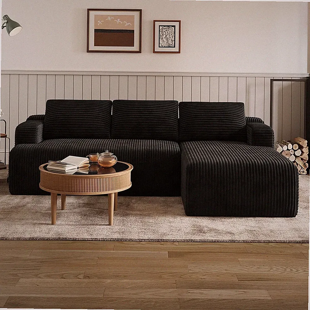 L-Shape Sectional Couches for Living Room with Smarts Coil® Support, 3 Seater Se