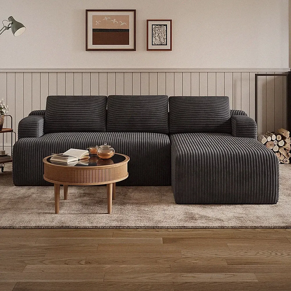L-Shape Sectional Couches for Living Room with Smarts Coil® Support, 3 Seater Se