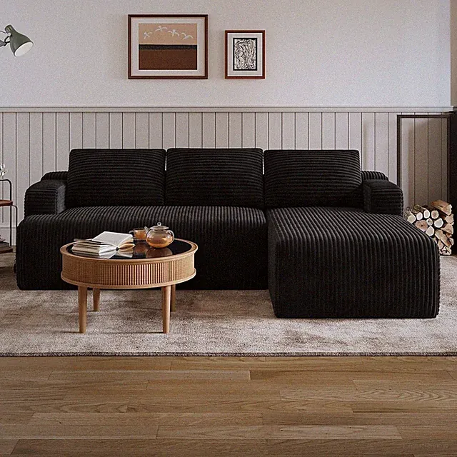 L-Shape Sectional Couches Living Room W/ Smarts Coil® Support 3 Seater Sectional