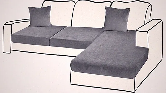 L Shape Sectional Cover, Velvet Stretch Slipcover, 3 Piece Couch Protector, Grey