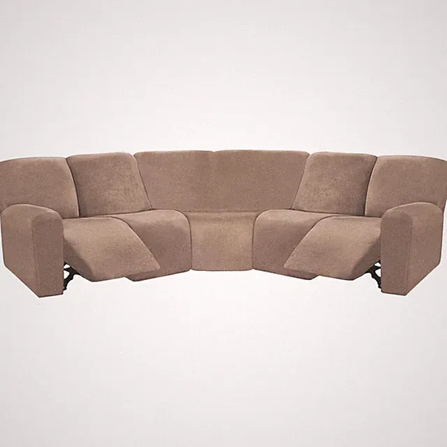 L Shape Sectional Recliner Sofa Cover Velvet Stretch 5 Seat Taupe ULTICOR Covers