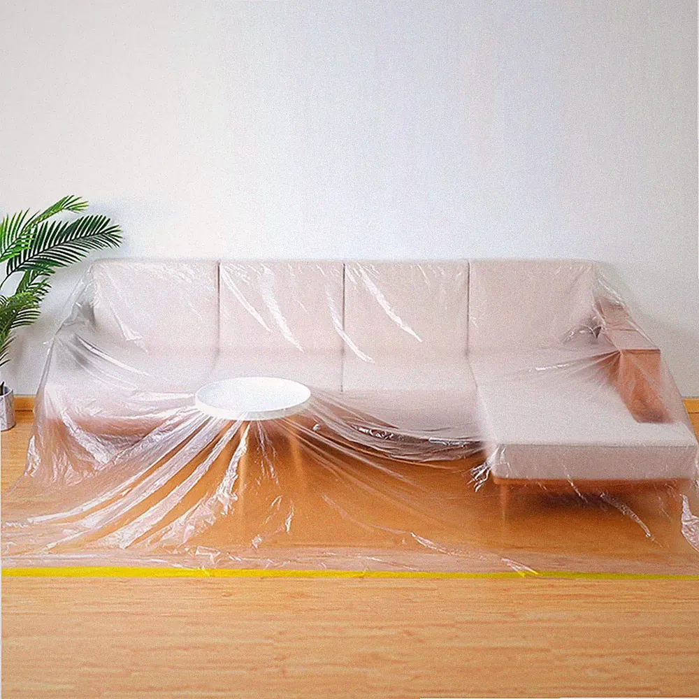 L Shape Sectional Sofa Cover, 146 Inch Clear Plastic Furniture Protector