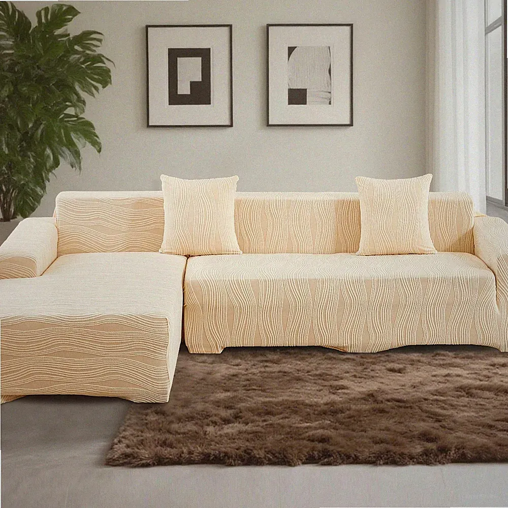 L Shape Sectional Sofa Cover 2 Piece Stretch Couch Slipcover Pillowcases