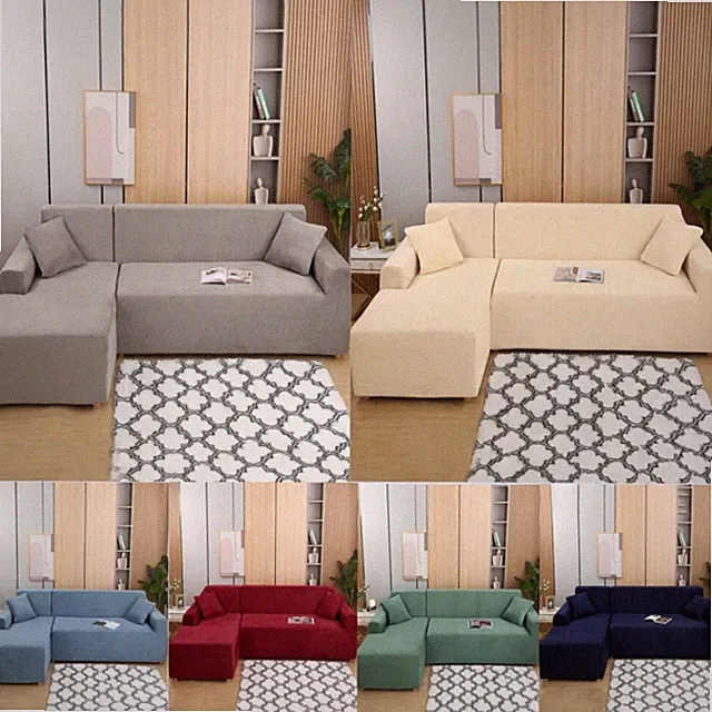 L-shape Sectional Sofa Cover Non-slip Corner Sofa Cover Thicker Velvet 3+3 Seats
