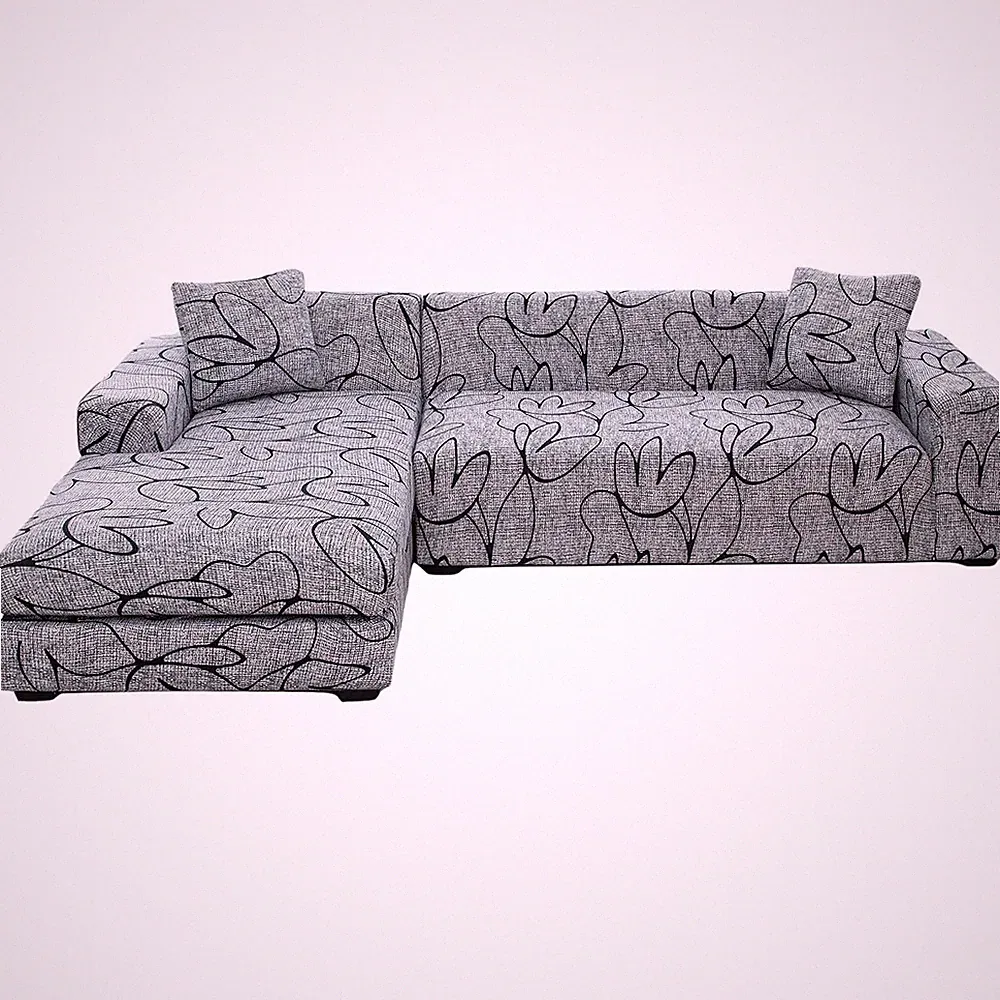 L Shape Sofa Cover Sectional Couch Slipcover 2 Piece Stretchy Elastic 3 Seate...